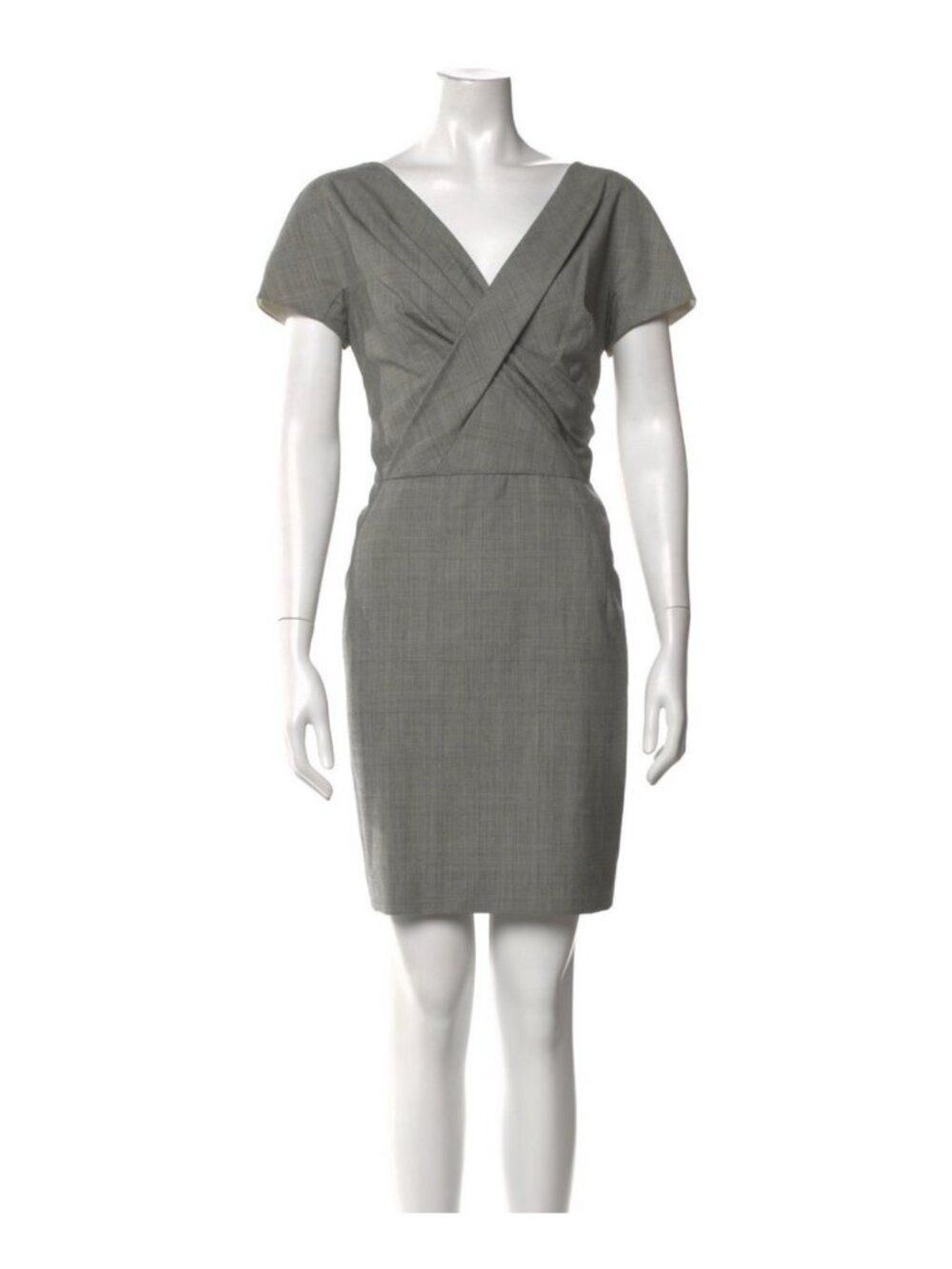 Christian Dior Authentic Black White Plaid Short Sleeve V Neck Mini Dress 12 L